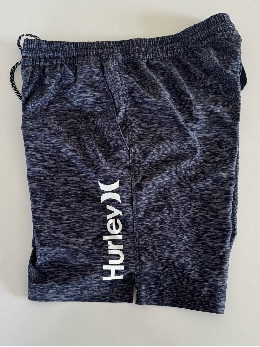 Hurley Men's Navy Heather Athletic Shorts with White Logo